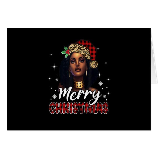 Feliz Navidad Black Women African Santa Hat Leop (Anverso (Horizontal))