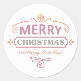 Feliz Navidad Blanca Feliz Año Nuevo Pegatinas