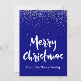 Feliz Navidad Blanco con Confeti de Azul Marino y 