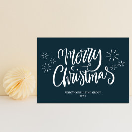 Feliz Navidad Blue Calligraphy Business Moderno
