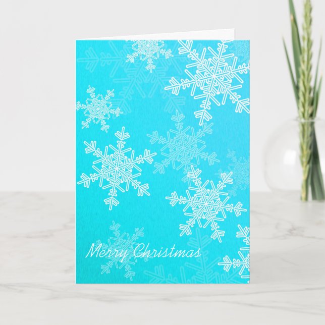 Feliz Navidad Blue White Copos de nieve Minimalist (Anverso)