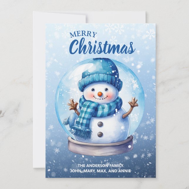 Feliz Navidad Blue White Snowman (Anverso)