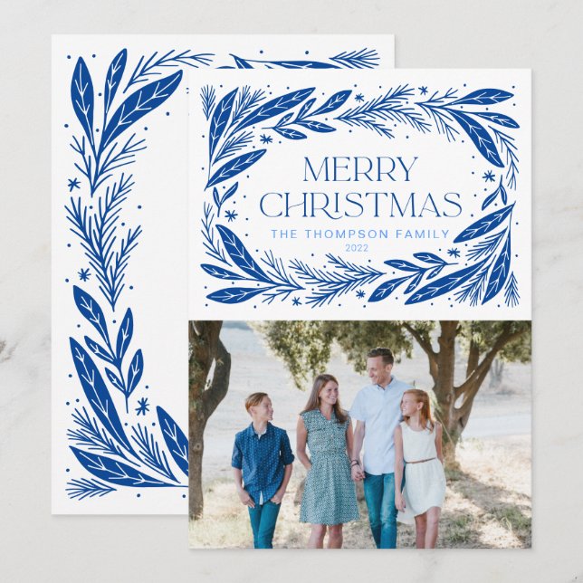 Feliz Navidad Blue Wreath (Anverso / Reverso)