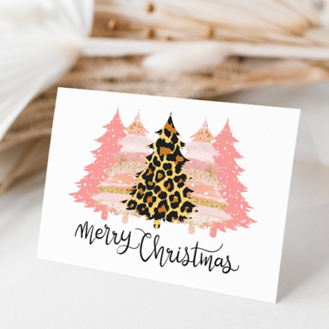Feliz Navidad Boho Leopardo Purpurina de oro Peach (Subido por el creador)