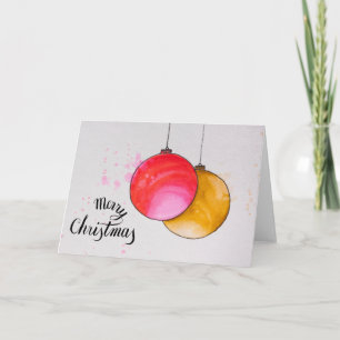 Feliz Navidad, bolas de Navidad acuarela