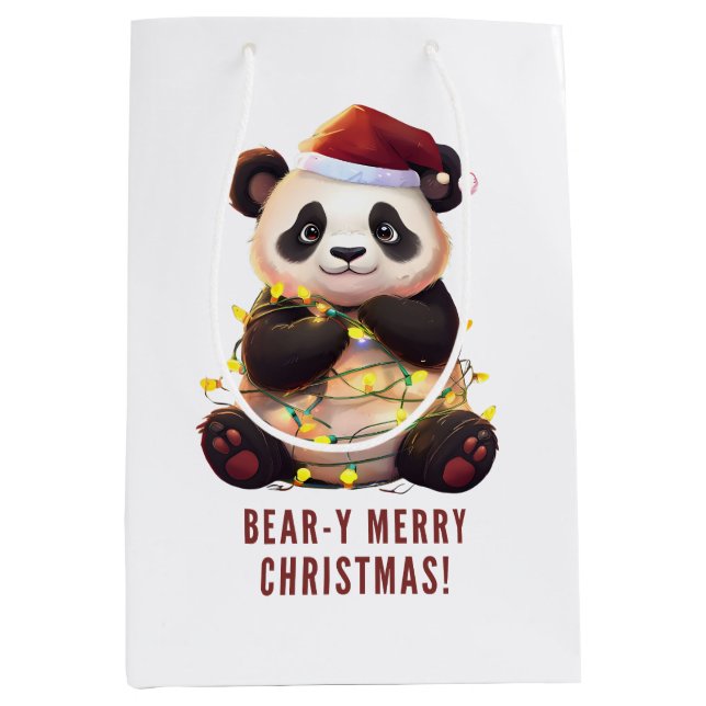 ¡Feliz Navidad! Bolsa de regalo de Panda juguetona (Anverso)