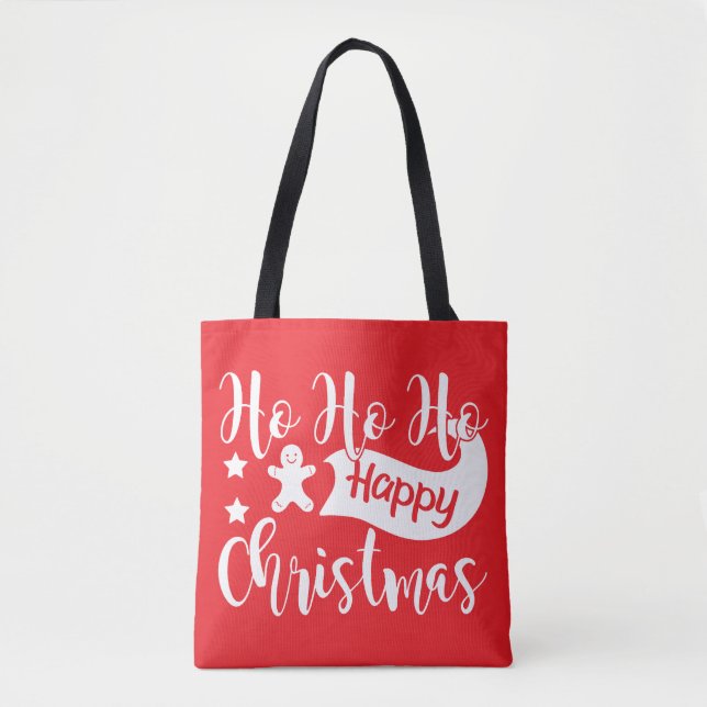Feliz Navidad Bolsa de Tote Roja y Blanca Festivid (Anverso)