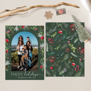 Feliz Navidad Botánico Arco Verde Bosque Rústico