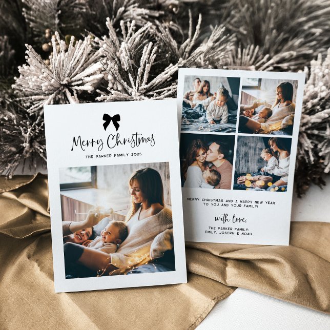 Feliz Navidad | Bow negro y blanco con foto (Subido por el creador)