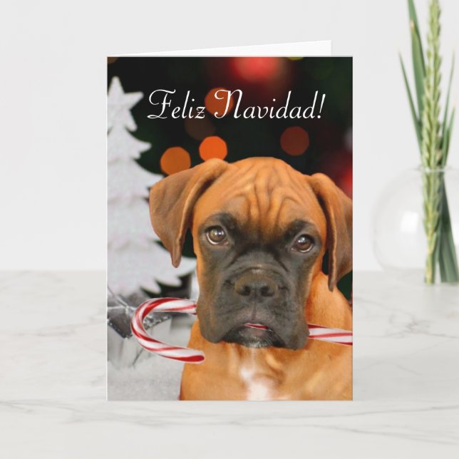 Feliz Navidad Boxer Dog tarjeta de bienvenida (Anverso)