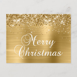 Feliz Navidad Brillante Hoja de Oro