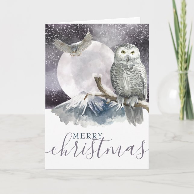 Feliz Navidad Búho Nevado Personalizado (Anverso)