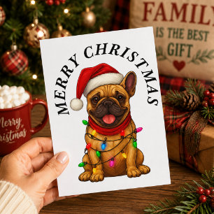 Feliz Navidad Bulldog Francés Lindo Sombrero de Sa