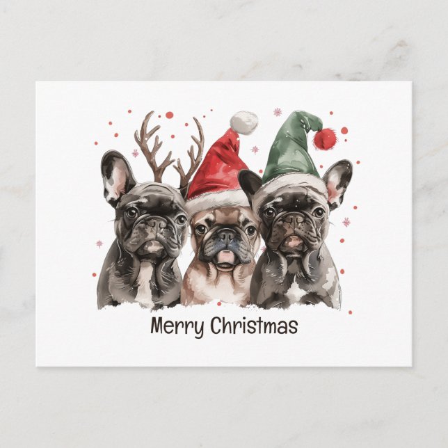 Feliz Navidad Bulldog francés Perros renos (Anverso)