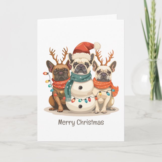 Feliz Navidad Bulldog francés Perros renos (Anverso)