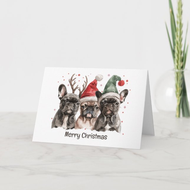 Feliz Navidad Bulldog francés Perros renos (Anverso)