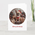 Feliz Navidad Bulldog francés Santa Dog<br><div class="desc">Un ilustracion de Bulldog francés muy bien vestido para Navidades. Perfecto para los amantes de las mascotas o los padres de perros durante las vacaciones.</div>