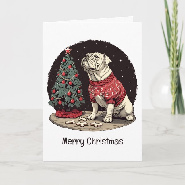 Feliz Navidad Bulldog Inglés Árbol de Navidad (Anverso)