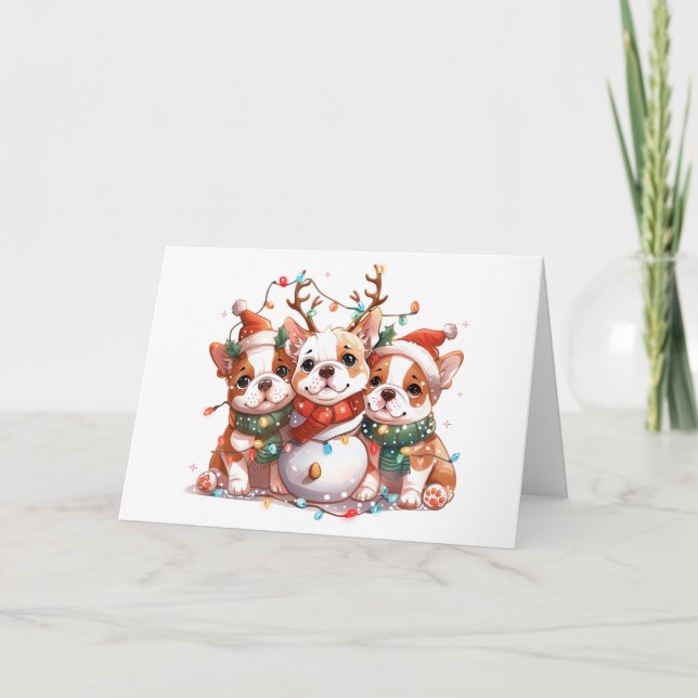 Feliz Navidad Bulldog inglés Reindeer Santa (Anverso)