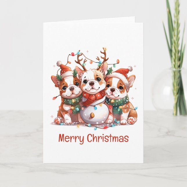 Feliz Navidad Bulldog inglés Reindeer Santa (Anverso)