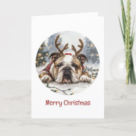 Feliz Navidad Bulldog inglés reno