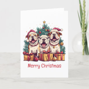 Feliz Navidad Bulldog inglés Santa Hats