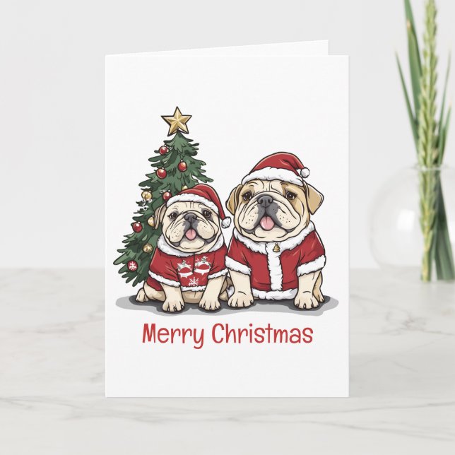 Feliz Navidad Bulldog inglés Santa Hats (Anverso)