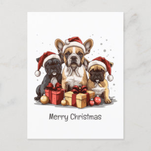 Feliz Navidad Bulldoges franceses Santa Hat