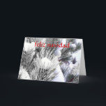 Feliz Navidad Caballo en Nieve - Spanish Christmas<br><div class="desc">SPANISH LANGUAGE VERSION! (En español, espanol, o lengua española.) Beautiful Western equine theme photography. Christmas and winter holidays card. Blank inside for your religious or secular personalized greeting. Frosted branches of a pine tree are covered in white snow and silver ice. Looking through the branches, you see a brown horse...</div>