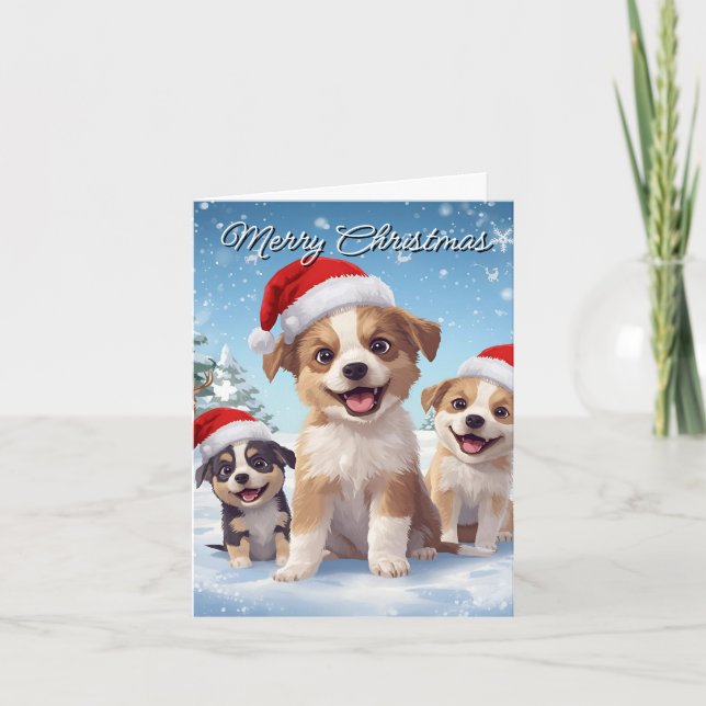 Feliz Navidad Cachorro Lindo Tarjeta de Navidad (Anverso)