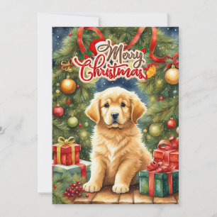 Feliz Navidad Cachorro y árbol de Navidad