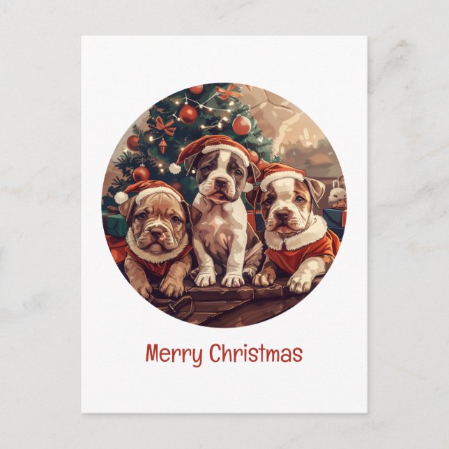 Feliz Navidad Cachorros Pit Bull (Anverso)