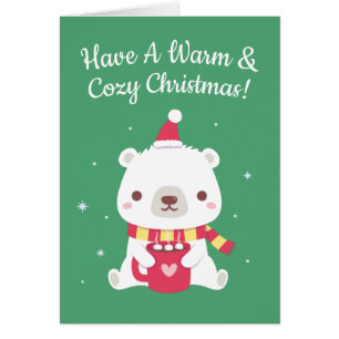 Feliz Navidad Cálida y Acogedora Oso Polar Saludo