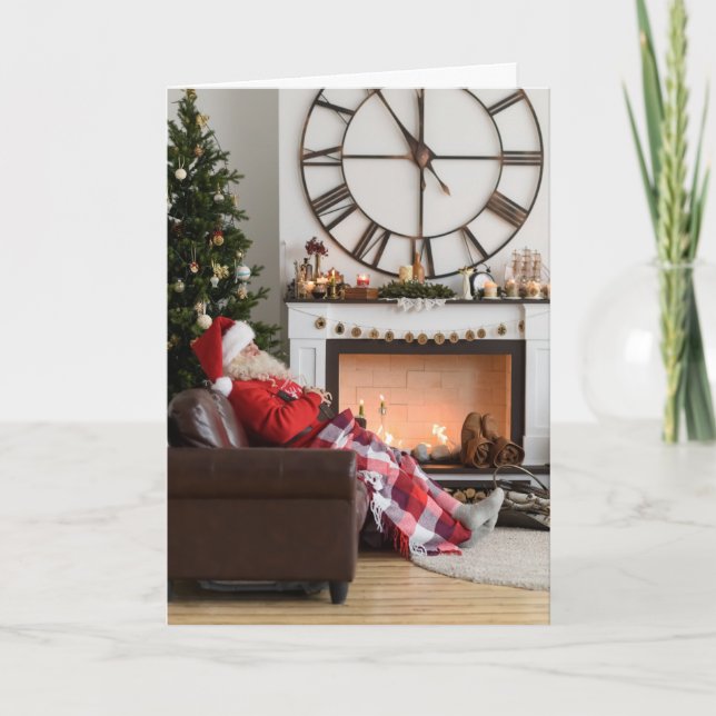 Feliz Navidad Cálido y acogedor chimenea Santa (Anverso)
