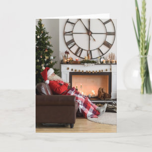 Feliz Navidad Cálido y acogedor chimenea Santa
