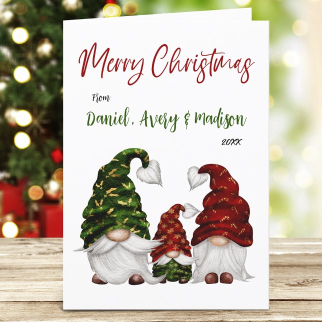 Feliz Navidad Caligrafía Familia Rústica Gnome (Available in high quality print or digital download for quick text messaging, email or self print.)