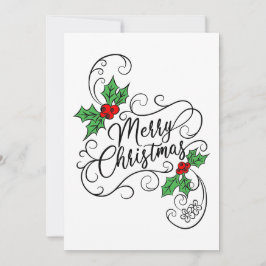 Feliz Navidad Caligrafía Holly Saludo