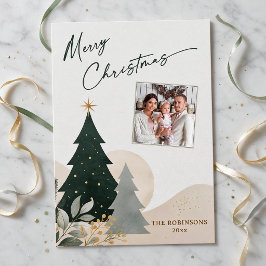 Feliz Navidad Caligrafía Moderna Foto de árbol Est