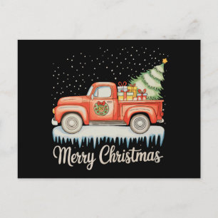 Feliz Navidad Camión Antiguo Rojo Árbol de Navidad