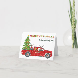 Feliz Navidad Camión Rojo, árboles de Navidad dive