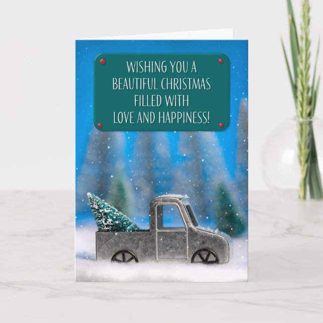 Feliz Navidad Camioncito De Recogida Con Árbol (Anverso)
