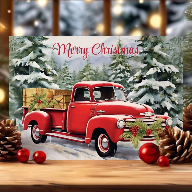 Feliz Navidad Camioneta Roja Rústica Vintage (Subido por el creador)