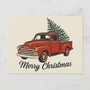 Feliz Navidad Camioneta Roja Vintage & Pino