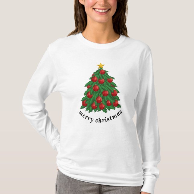 Feliz Navidad, camiseta blanca, árbol de Navidad (Anverso)