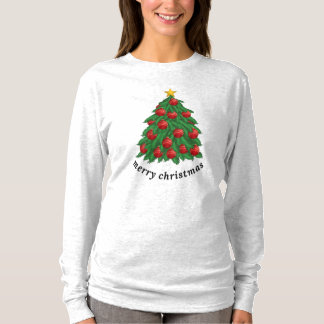 Feliz Navidad, camiseta blanca, árbol de Navidad