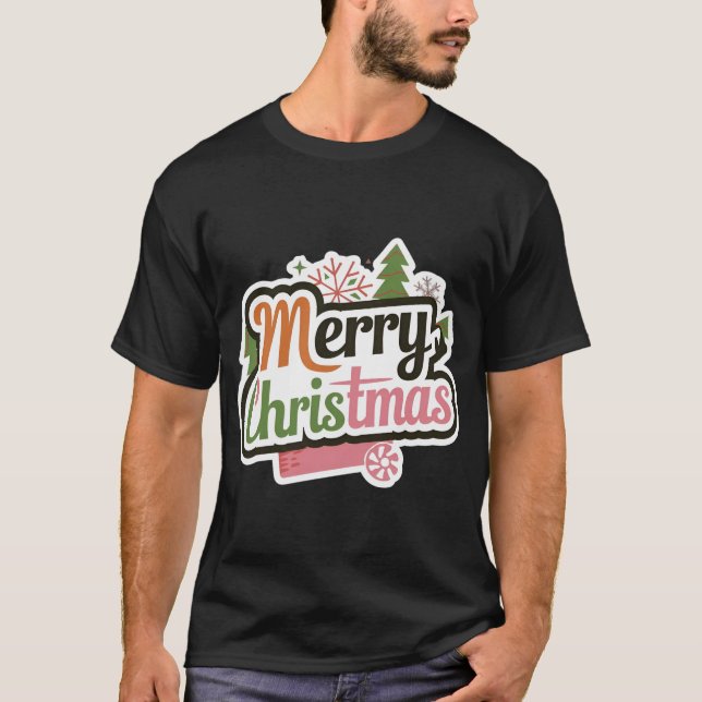 Feliz Navidad Camiseta Negra para los hombres: nue (Anverso)