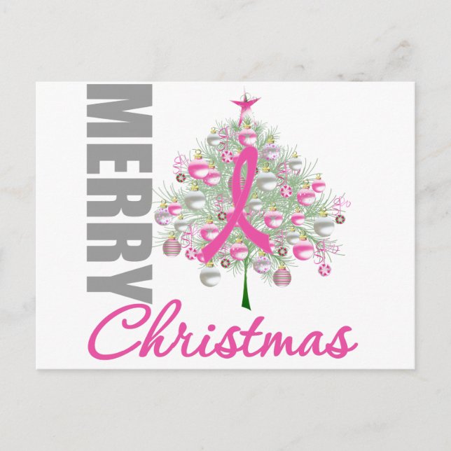Feliz Navidad Cáncer de mama Cinta rosa Wreath (Anverso)