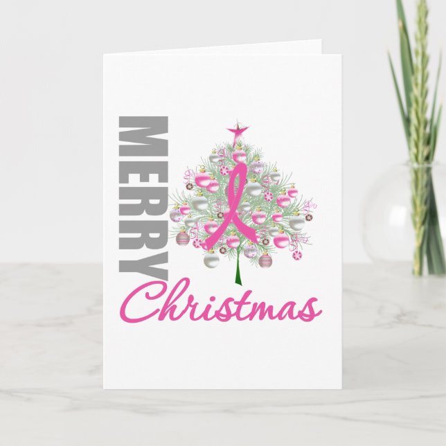 Feliz Navidad Cáncer de mama Cinta rosa Wreath (Anverso)