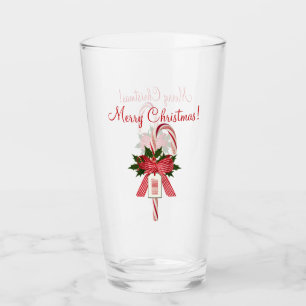 Feliz Navidad Candy Canes Beer Soda Pint Glass