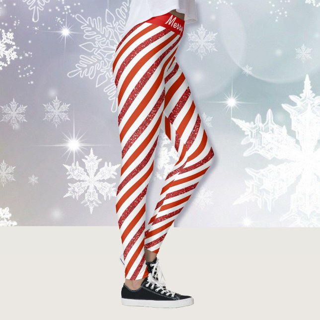 Feliz Navidad Candy Desnuda Faux Purpurina Leggin (Subido por el creador)